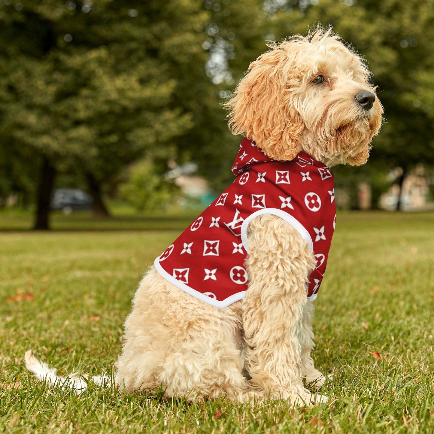 Red Louis Vuitton Pet Hoodie