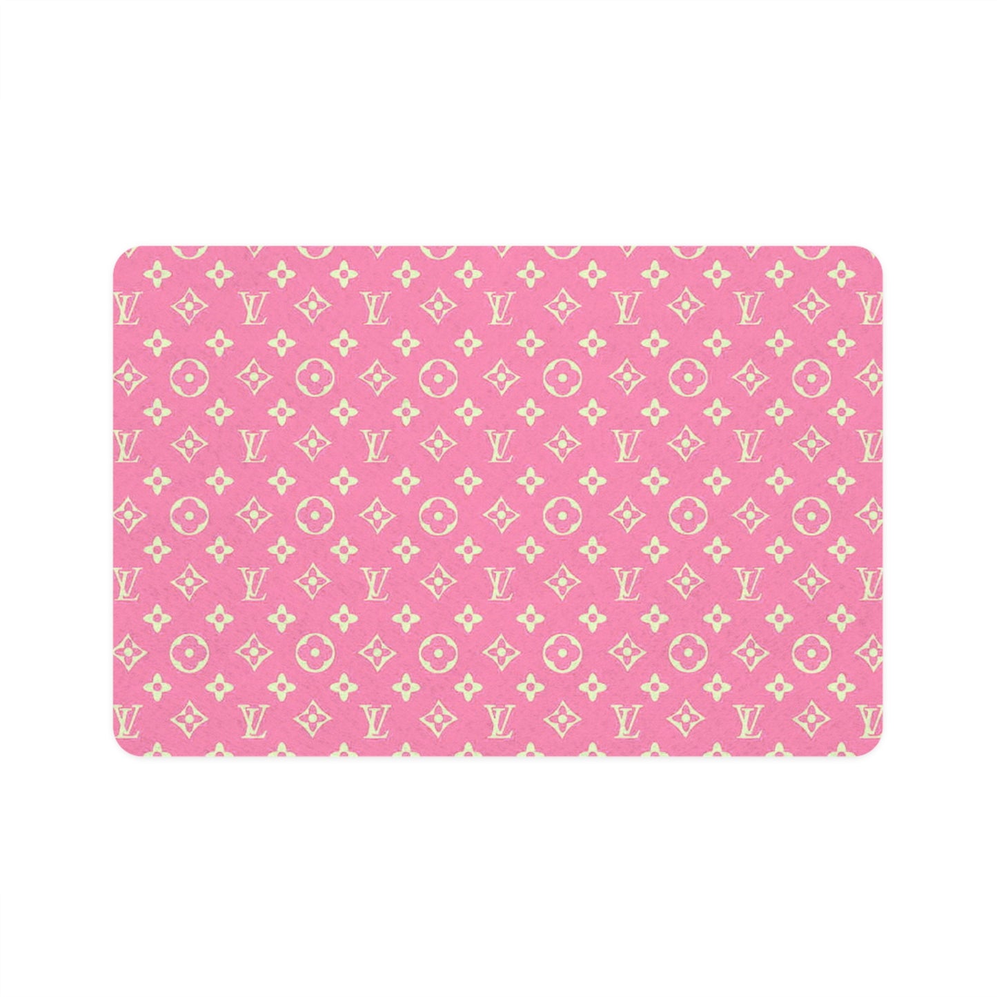 Pink Louis Vuitton Pet Food Mat (12x18)