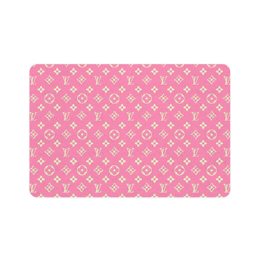 Pink Louis Vuitton Pet Food Mat (12x18)