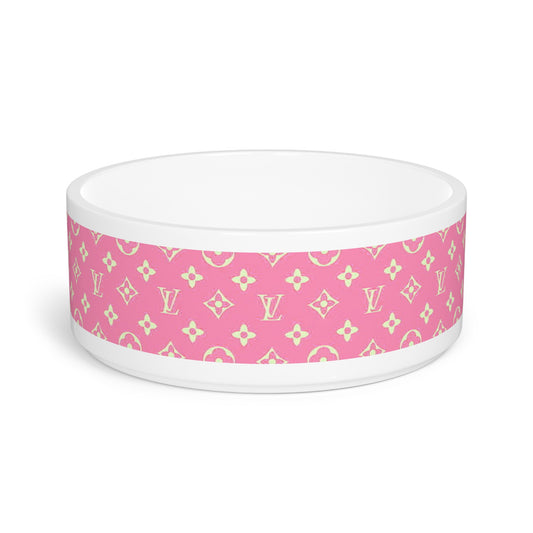 Pink Louis Vuitton Pet Bowl