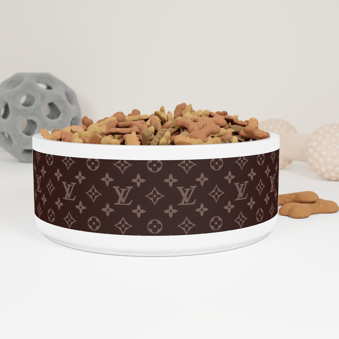 Brown Louis Vuitton Pet Bowl