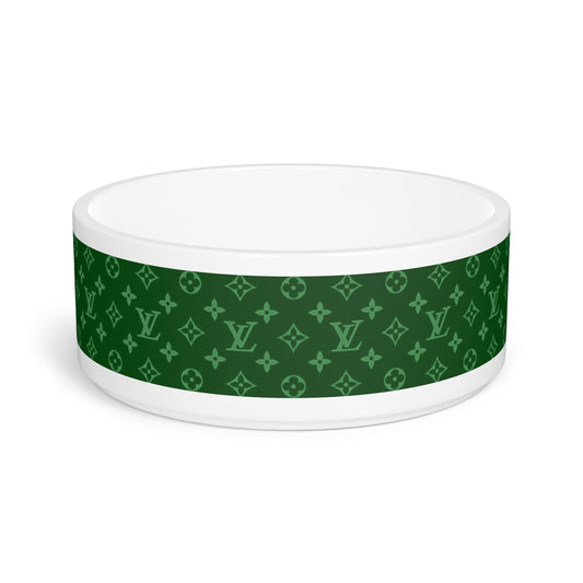 Green Louis Vuitton Pet Bowl