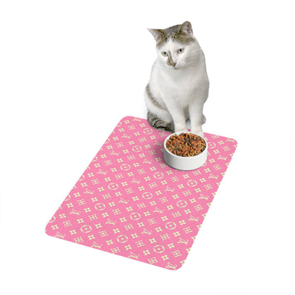 Pink Louis Vuitton Pet Food Mat (12x18)