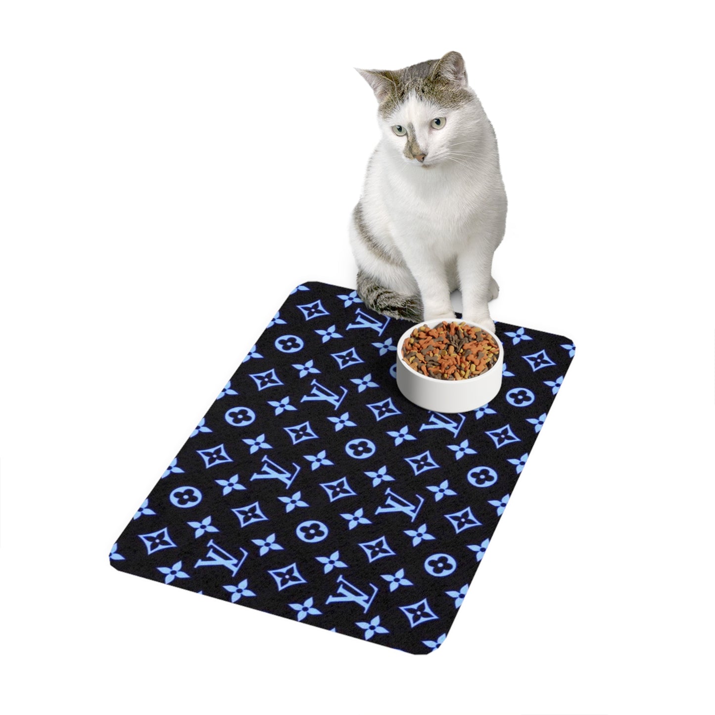 Blue Louis Vuitton Pet Food Mat