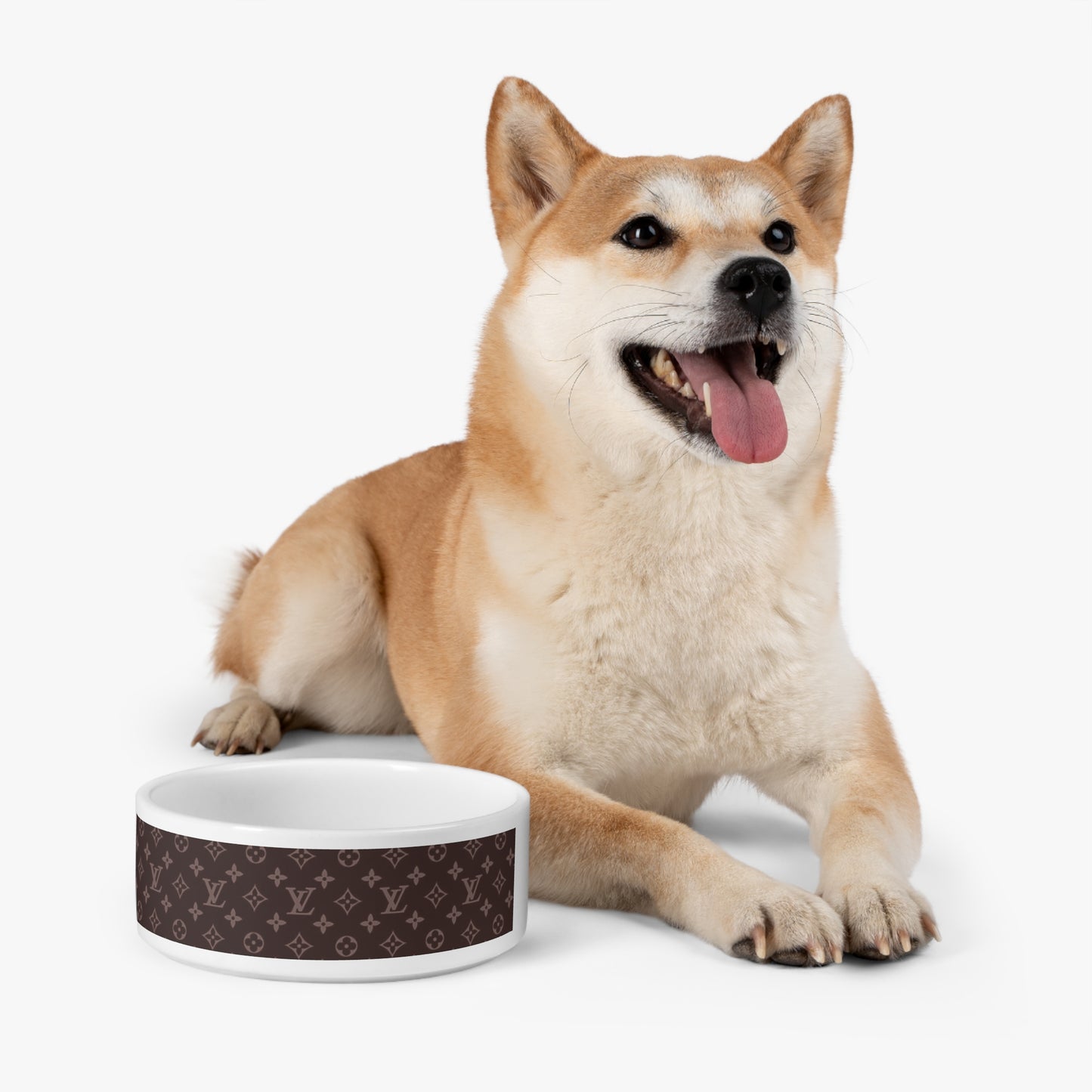 Brown Louis Vuitton Pet Bowl