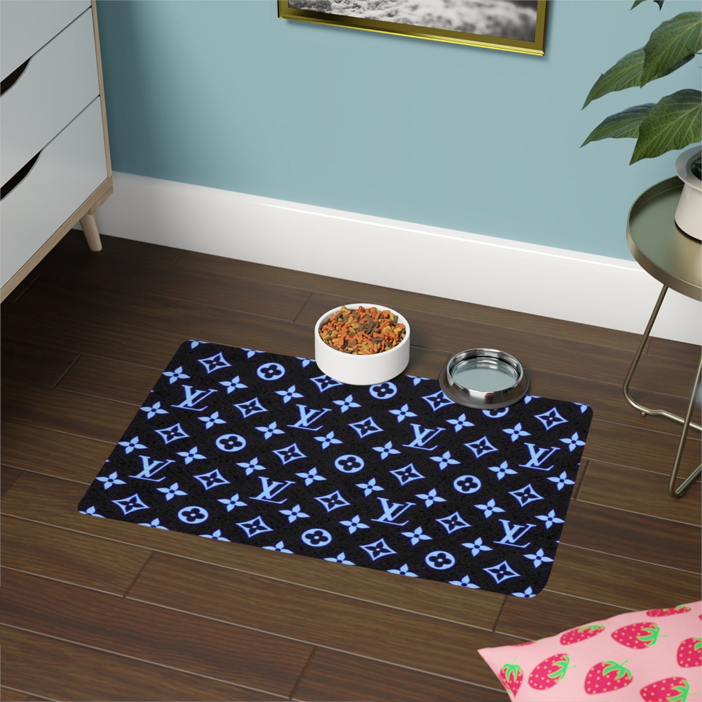 Blue Louis Vuitton Pet Food Mat