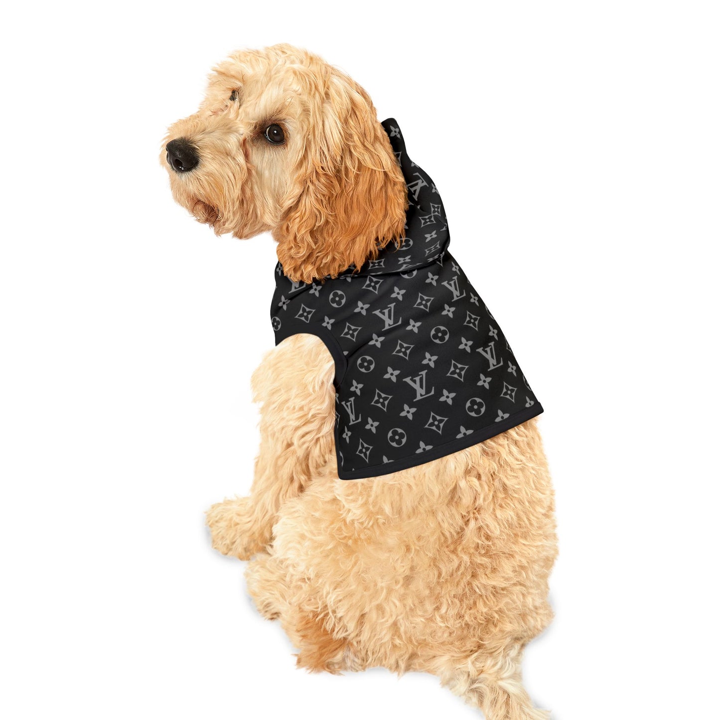 Black Louis Vuitton Pet Hoodie