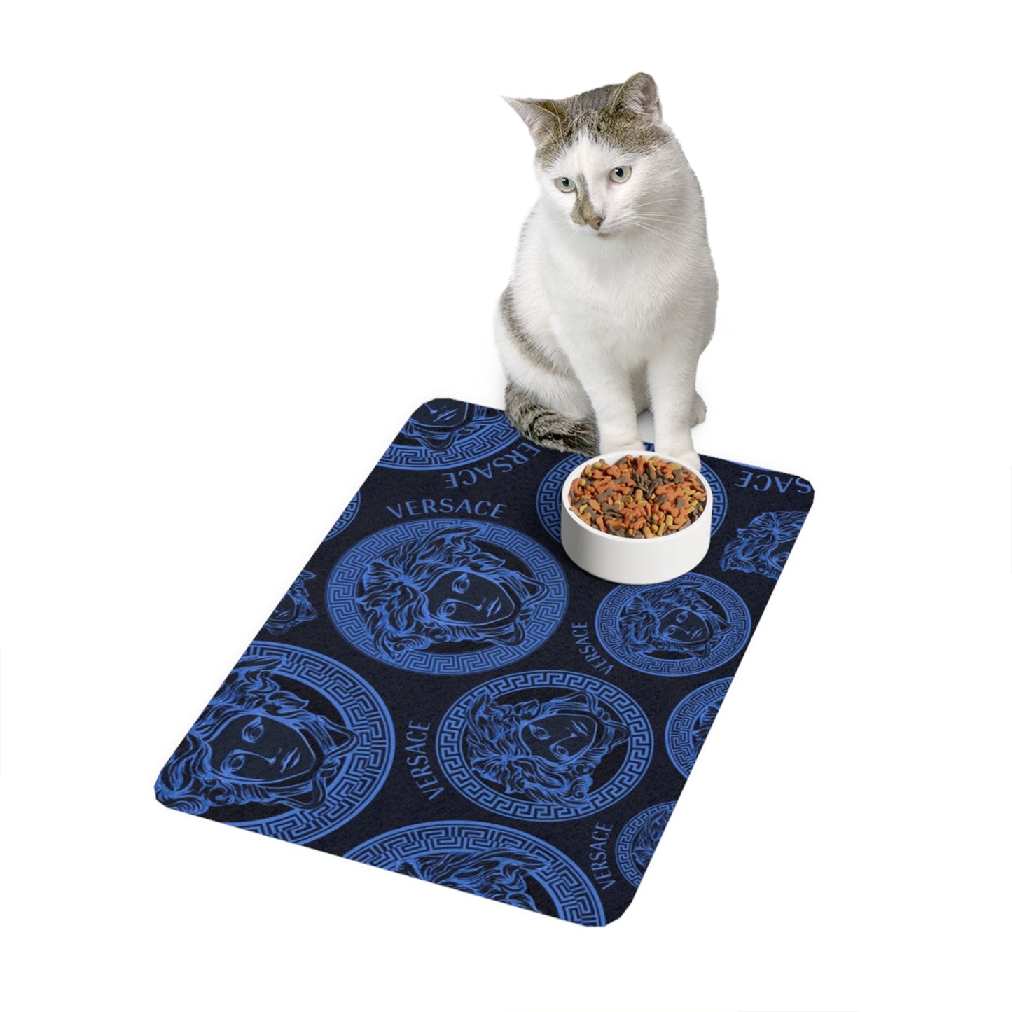 Blue Versace Pet Food Mat (12x18)