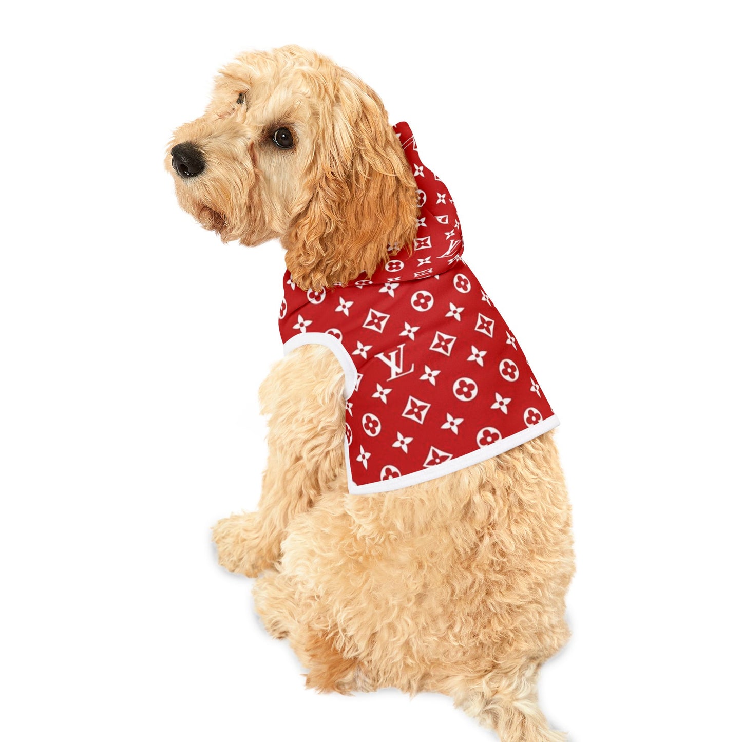 Red Louis Vuitton Pet Hoodie